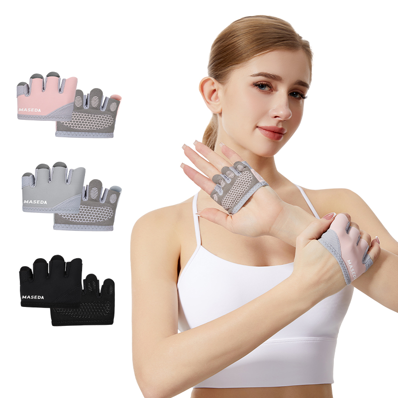 Yoga Fitness Pilates - Pair of Fitness Fingerless Gloves: Anti-Blister