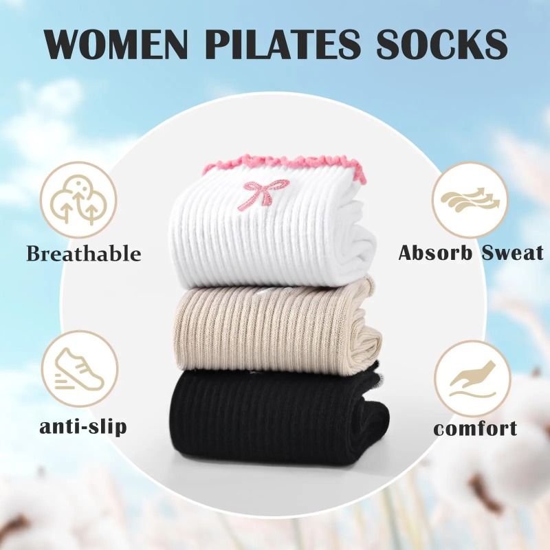 Yoga Fitness Pilates - Professional Yoga Socks, Cotton Strap Silicone